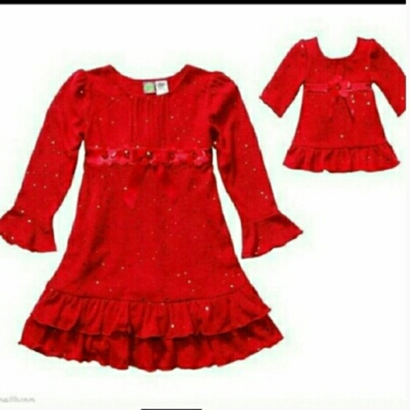 New 12 Plus DOLLIE ME Red Dress Christmas Matching Outfit 18" American Girl Doll - Picture 2 of 16